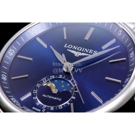 Longines Lunar Phase Watch Steel Strap Watch Navy