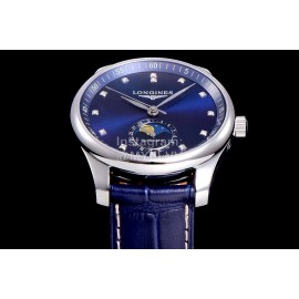 Longines Lunar Phase Watch Leather Strap Watch Navy