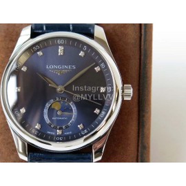 Longines Lunar Phase Leather Strap Navy Dial Watch
