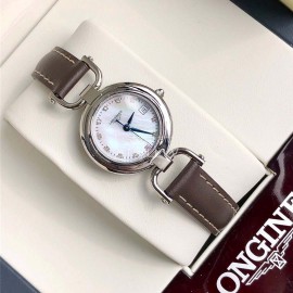 Longines 26.5mm Dial Leather Strap Quartz Watch For Women