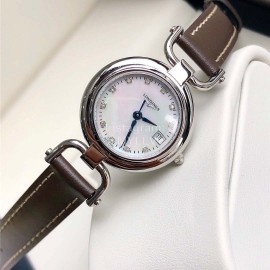 Longines 26.5mm Dial Leather Strap Quartz Watch For Women