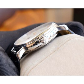 Longines 316l Refined Steel Leather Strap Watch Silver