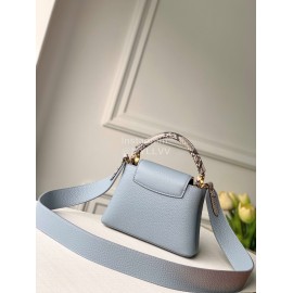 Louis Vuitton Capucines Mini Snake Print Handbag Sky Blue M96467