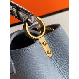 Louis Vuitton Capucines Mini Snake Print Handbag Sky Blue M96467