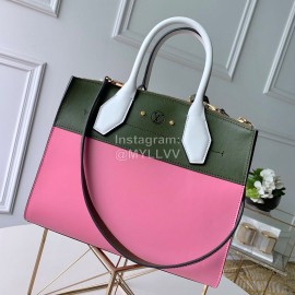 Louis Vuitton Citysteamer Carved Lock Bag Pink Green Large M42188
