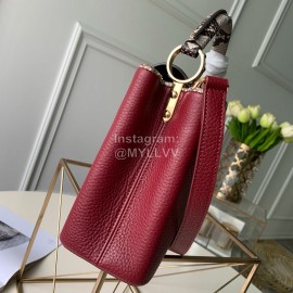 Louis Vuitton Capucines Python Pattern Taurillon Leather Handbag Fuchsia Small N95509