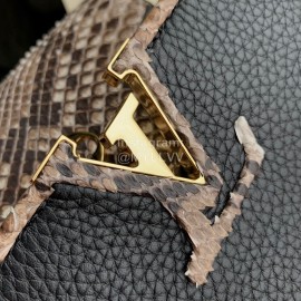 Louis Vuitton Capucines Python Taurillon Leather Handbag Black Small N95509