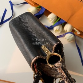 Louis Vuitton Capucines Python Taurillon Leather Handbag Black Small N95509