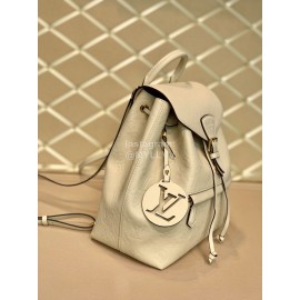 Louis Vuitton Montsouris Embossed Leather Backpack Milky White M45397