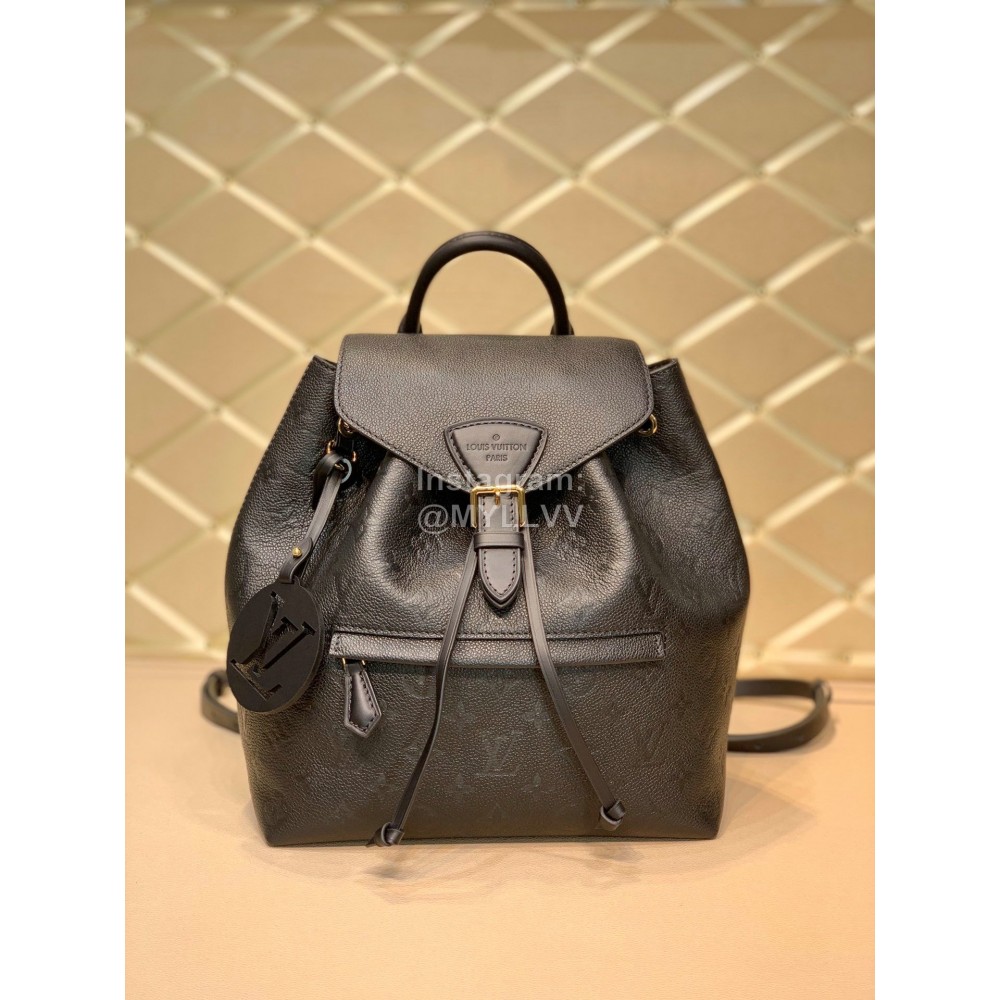 Louis Vuitton Vintage Montsouris Embossed Leather Backpack Black M45205