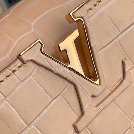 Louis Vuitton Capucines Bag Crocodile Pattern Goatskin Handbag Gilt Gold Medium M91698