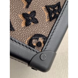 Louis Vuitton Charm Black Old Flower Flocking Embroidery Handbag M45044