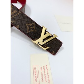 Lv Monogram Canvas Calf Leather Letter Buckle 30mm Belts For Women Wine Red