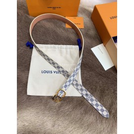 Lv Damier Canvas Calf Leather Pin Buckle 25mm Belts For Women White