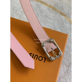 Lv Fashion Leather Malletier Silver Pin Buckle 25mm Belts Pink