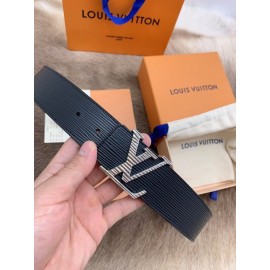 Lv Black Calf Leather Letter Buckle 40mm Belts For Men