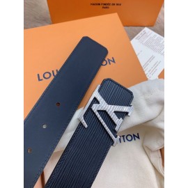Lv Black Calf Leather Silver Letter Buckle 40mm Belts For Men