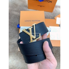 Lv Black Calf Leather Gold Letter Buckle 40mm Belts For Men
