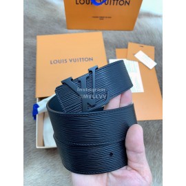 Lv Black Calf Leather Black Letter Buckle 40mm Belts For Men