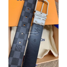 Lv Black Damier Canvas Leather Pin Buckle 35mm Belts For Men