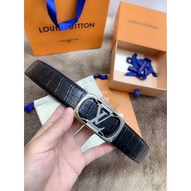 Lv Fashion Plaid Leather Silver Automatic Buckle 35mm Belts