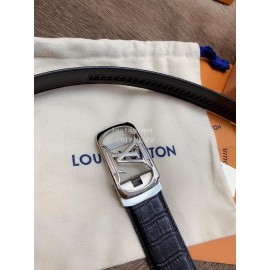 Lv Fashion Plaid Leather Silver Automatic Buckle 35mm Belts