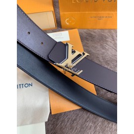 Lv Black Calf Leather Letter Buckle 40mm Belts Gray
