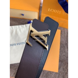 Lv Black Calf Leather Letter Buckle 40mm Belts Gray