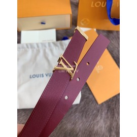 Lv Fashion Leather Gold Buckle 20mm Belts For Women Wine Red