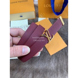Lv Fashion Leather Gold Buckle 20mm Belts For Women Wine Red