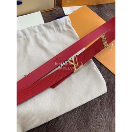 Lv Fashion Leather Gold Buckle 20mm Belts For Women Red