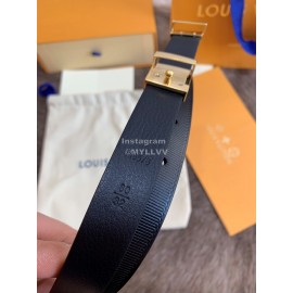 Lv Fashion Leather Gold Buckle 20mm Belts For Women Black