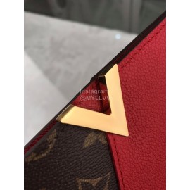 Louis Vuitton Canvas Cowhide Gold V Long Wallets Red M56174