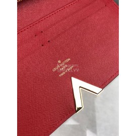 Louis Vuitton Canvas Cowhide Gold V Long Wallets Red M56174