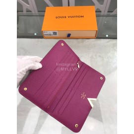 Louis Vuitton Canvas Cowhide Gold V Long Wallets Grape Purple M56174