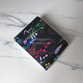 Louis Vuitton 2020 Flowers Series Short Wallets Black M60895