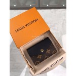 Louis Vuitton Classic Canvas Accordion Style Flip Short Wallets Black M61273