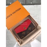 Louis Vuitton Classic Canvas Accordion Style Flip Short Wallets Red M61273