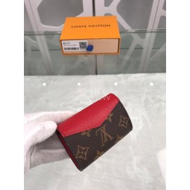 Louis Vuitton Classic Canvas Accordion Style Flip Short Wallets Red M61273