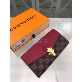 Louis Vuitton Checkerboard Pvc With Leather Ladies Long Wallets Fuchsia N64448
