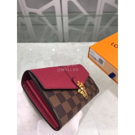 Louis Vuitton Checkerboard Pvc With Leather Ladies Long Wallets Fuchsia N64448