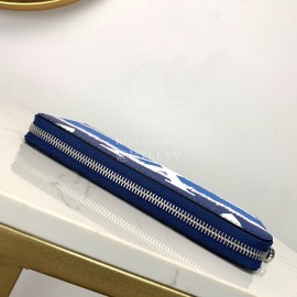 Louis Vuitton 2020 Zippy Tie-Dye Style Zipper Around Long Wallets Blue M68841