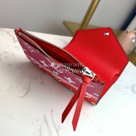 Louis Vuitton 2020 Victorine Tie-Dye Style Envelope Type Short Wallets Red M68842