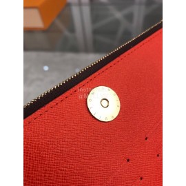 Louis Vuitton Classic Canvas Leather Zipper Long Magnetic Buckle Wallet Red M61270