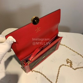 Louis Vuitton Canvas Calf Flore Chain Wallet Red M67405