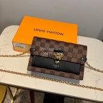 Louis Vuitton Canvas Leather Flap Chain Wallet Black N60221