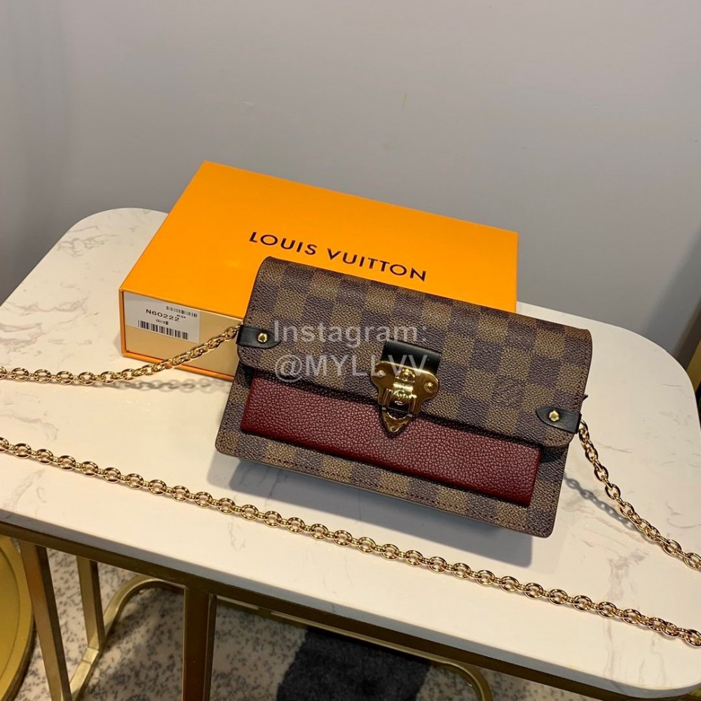 Louis Vuitton Canvas Leather Flap Chain Wallet Purple N60222