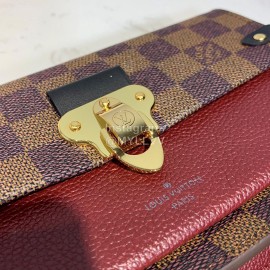 Louis Vuitton Canvas Leather Flap Chain Wallet Purple N60222