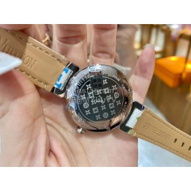 Louis Vuitton 316l Fine Steel Case SiLouis Vuittoner Diamond Dial White Strap Watch