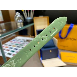 Louis Vuitton Cowhide Strap Diamond Dial Watch For Women Green